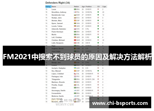 FM2021中搜索不到球员的原因及解决方法解析